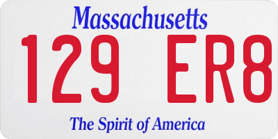 MA license plate 129ER8