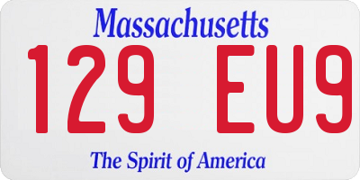 MA license plate 129EU9