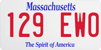 MA license plate 129EW0
