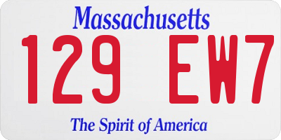 MA license plate 129EW7