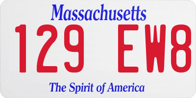 MA license plate 129EW8