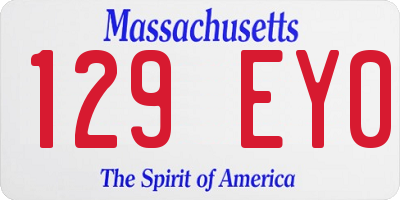 MA license plate 129EY0