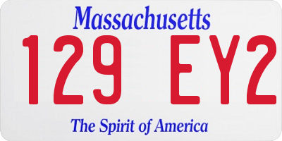 MA license plate 129EY2