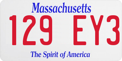 MA license plate 129EY3