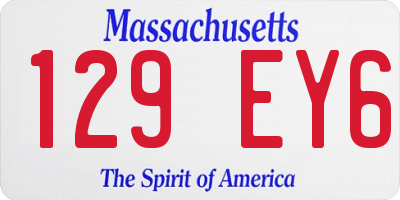 MA license plate 129EY6