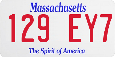 MA license plate 129EY7