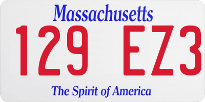 MA license plate 129EZ3