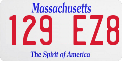 MA license plate 129EZ8