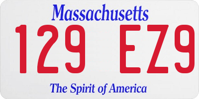 MA license plate 129EZ9