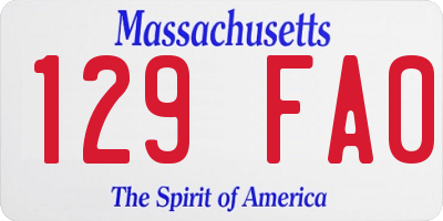 MA license plate 129FA0