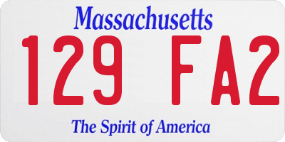 MA license plate 129FA2