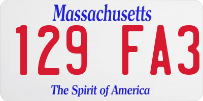 MA license plate 129FA3