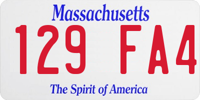 MA license plate 129FA4