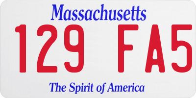 MA license plate 129FA5
