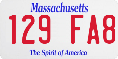 MA license plate 129FA8