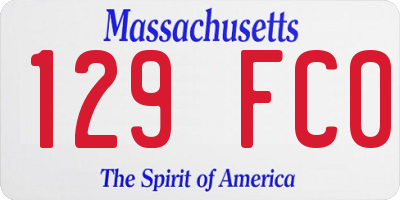 MA license plate 129FC0