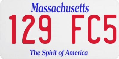 MA license plate 129FC5