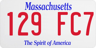 MA license plate 129FC7