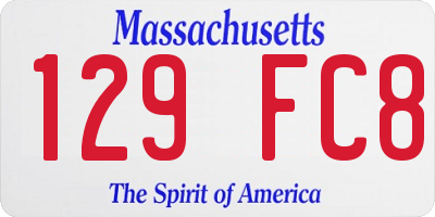 MA license plate 129FC8