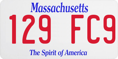 MA license plate 129FC9