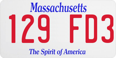 MA license plate 129FD3