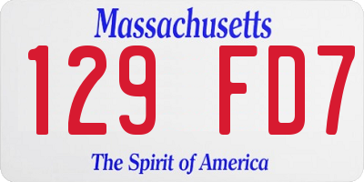 MA license plate 129FD7