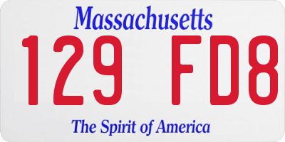 MA license plate 129FD8