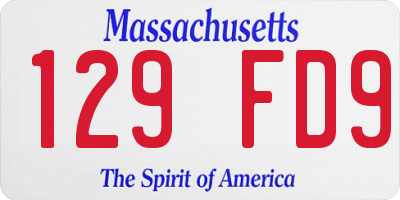 MA license plate 129FD9