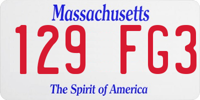 MA license plate 129FG3