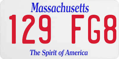 MA license plate 129FG8