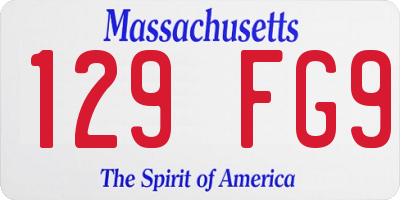 MA license plate 129FG9