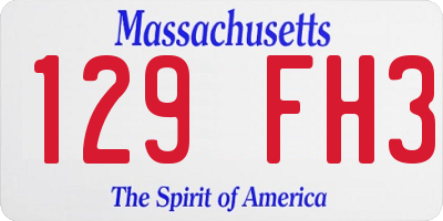 MA license plate 129FH3