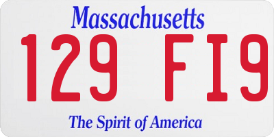 MA license plate 129FI9