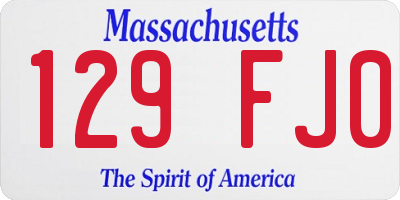 MA license plate 129FJ0