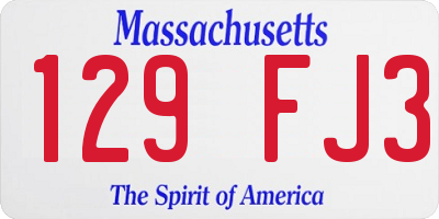 MA license plate 129FJ3