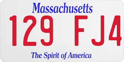 MA license plate 129FJ4