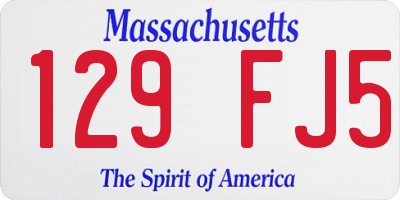 MA license plate 129FJ5
