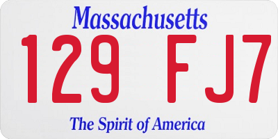 MA license plate 129FJ7