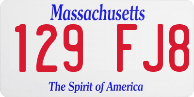MA license plate 129FJ8