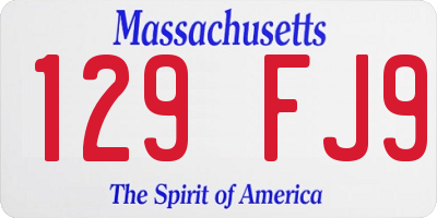 MA license plate 129FJ9