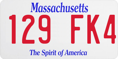 MA license plate 129FK4