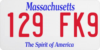 MA license plate 129FK9