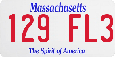 MA license plate 129FL3