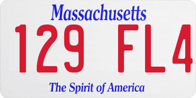 MA license plate 129FL4
