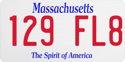 MA license plate 129FL8
