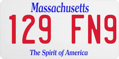 MA license plate 129FN9