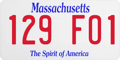 MA license plate 129FO1
