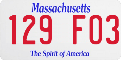 MA license plate 129FO3