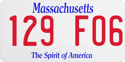 MA license plate 129FO6