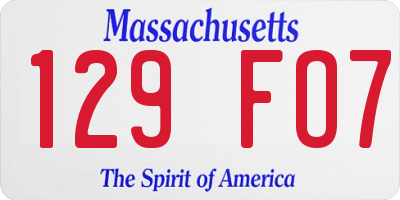 MA license plate 129FO7